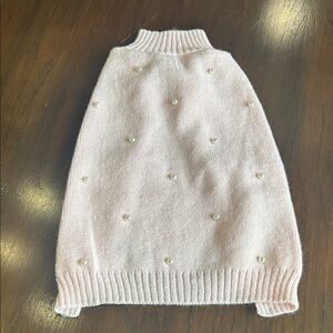 Elegant Pink Pet Sweater with Pearl Accents. Size Large
